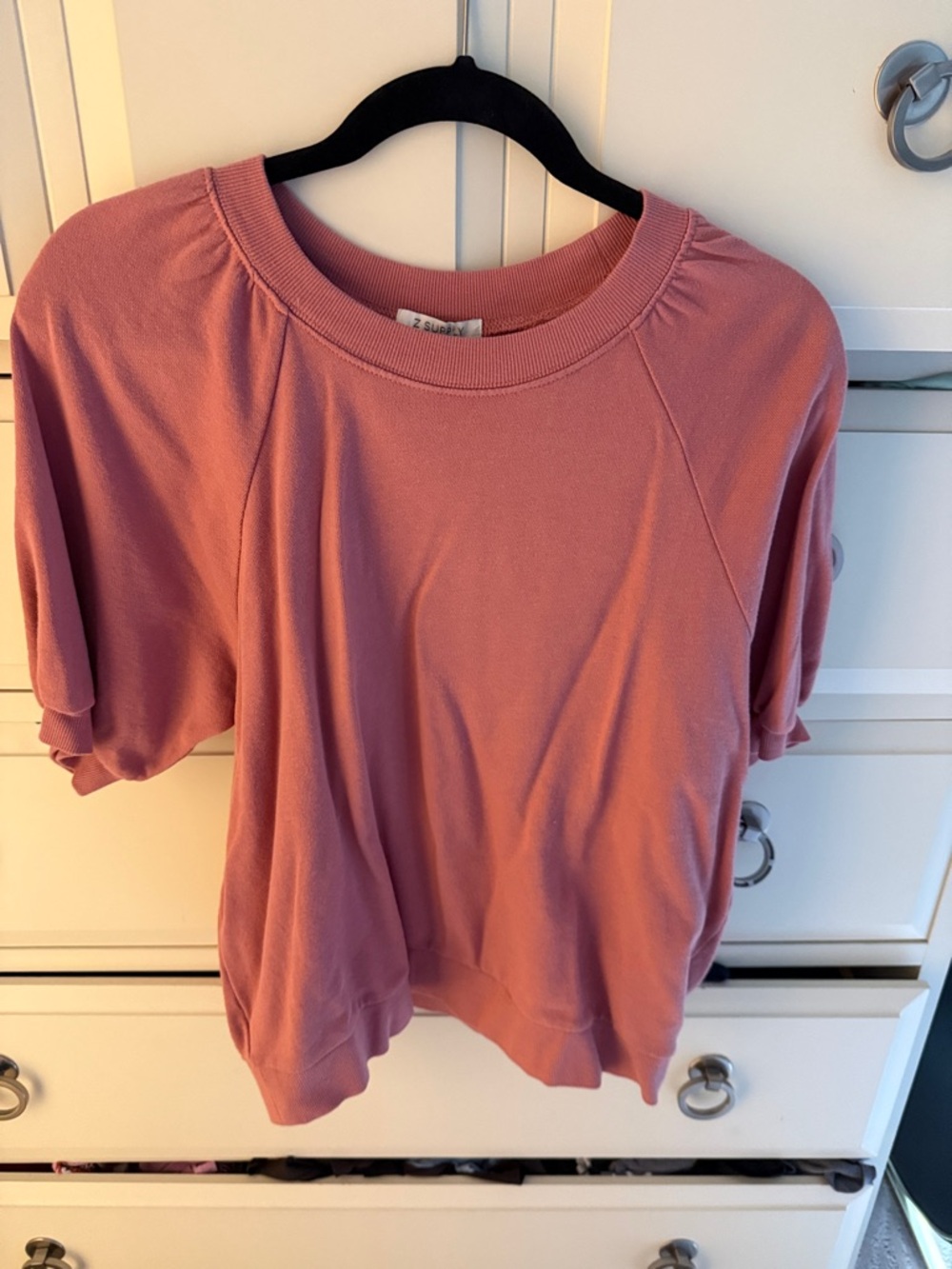 Casual Pink Short-Sleeve Sweatshirt Top